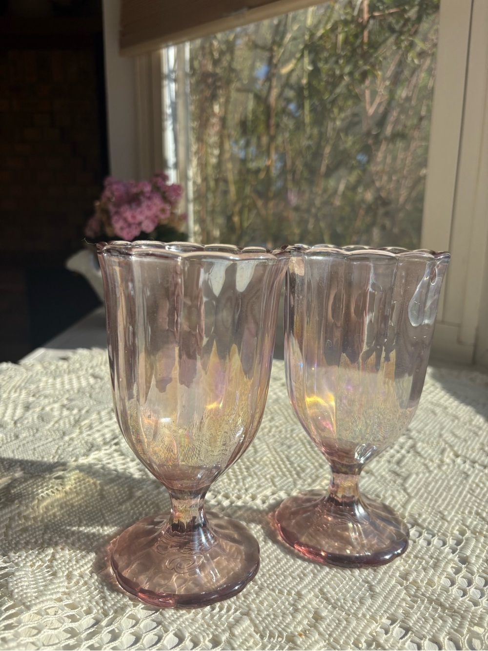 The Pioneer Woman Pink Iridescent Scalloped Goblets - Set of 2
